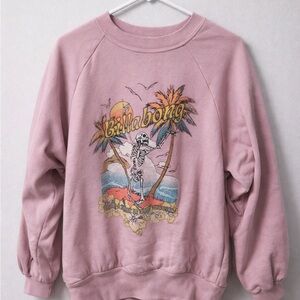 Billabong Pink Graphic Crewneck Sweatshirt Skeleton Beach •Medium